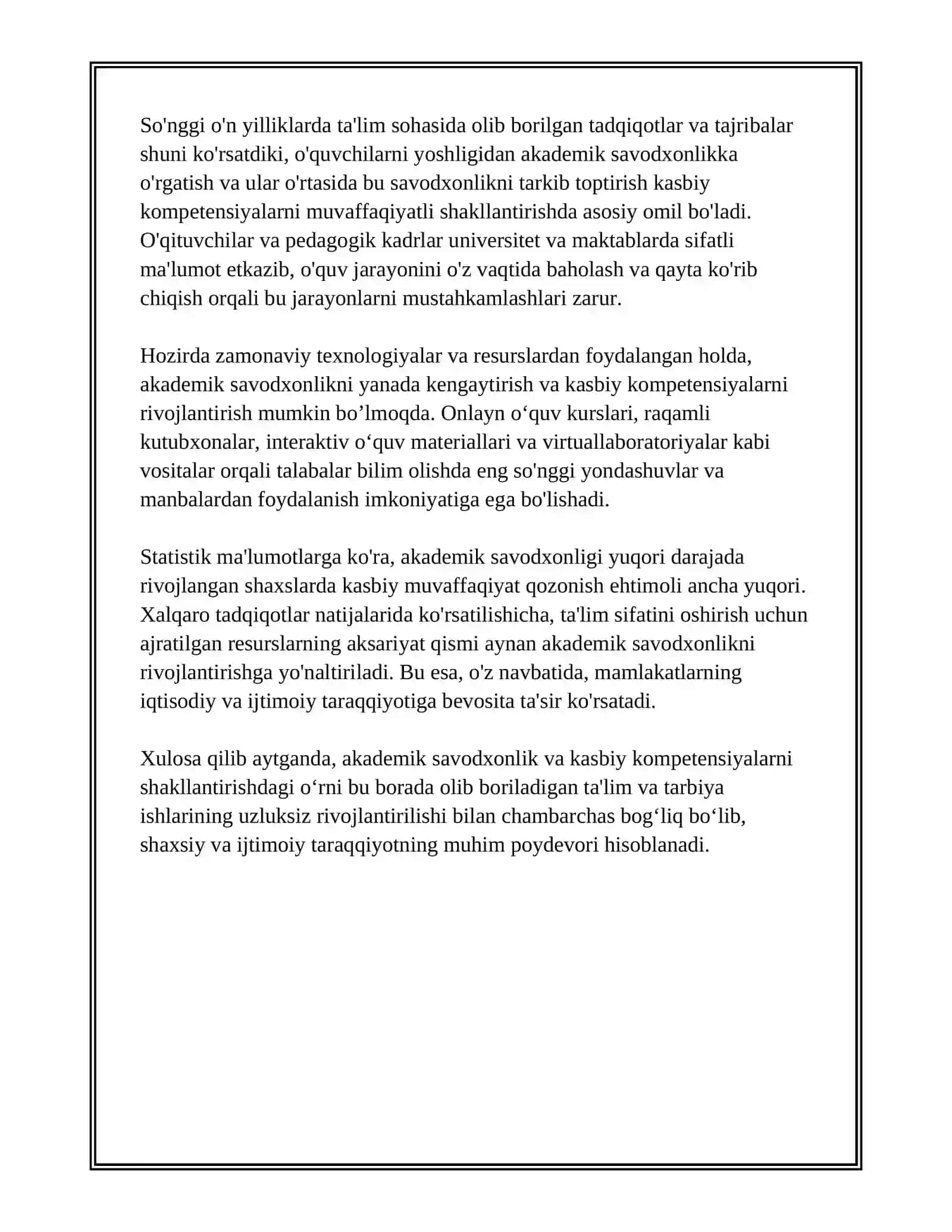 AKADEMIK SAVODXONLIK KASBIY KOMPETENSIYALARNI SHAKLLANTIRISH 3