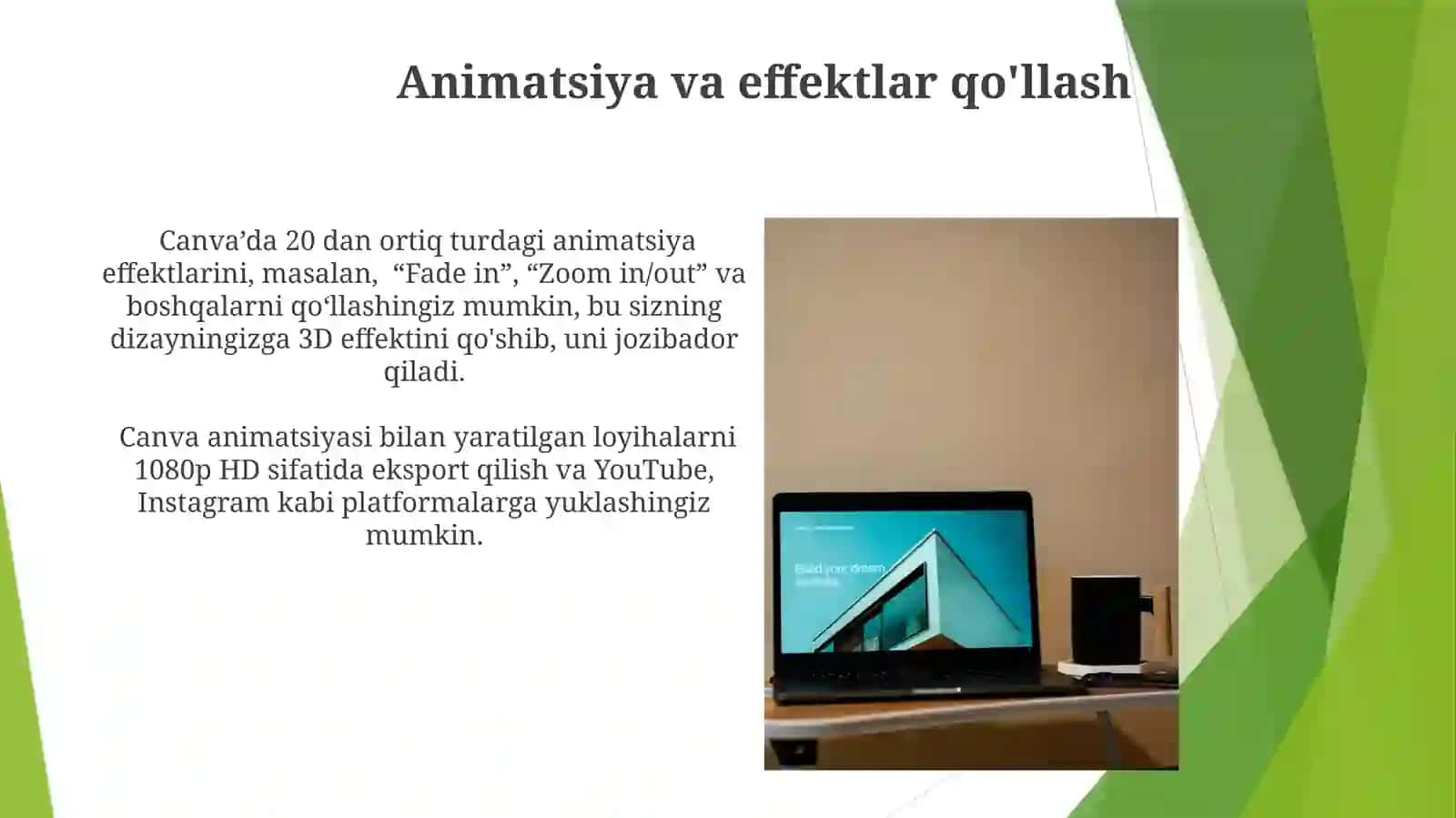 Canva imkoniyatlari va vositalari 3