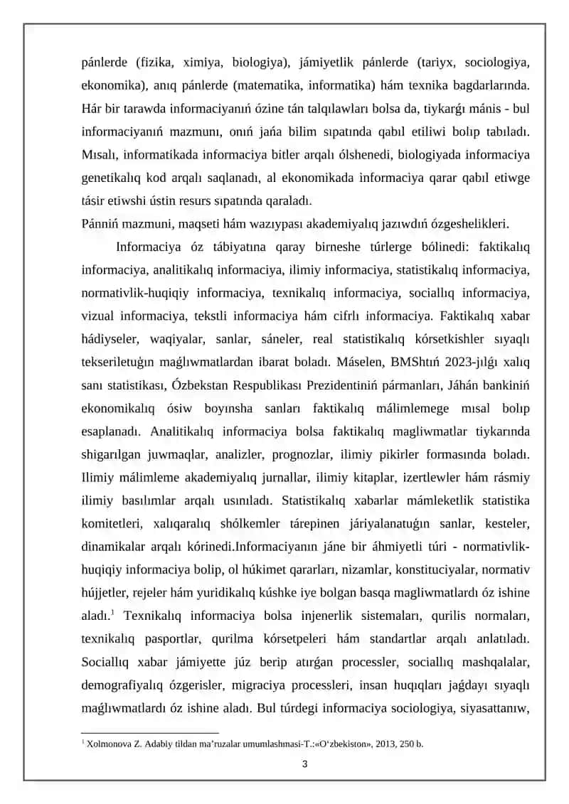 Akademiyalıq jaziw (Academic Writing) 3