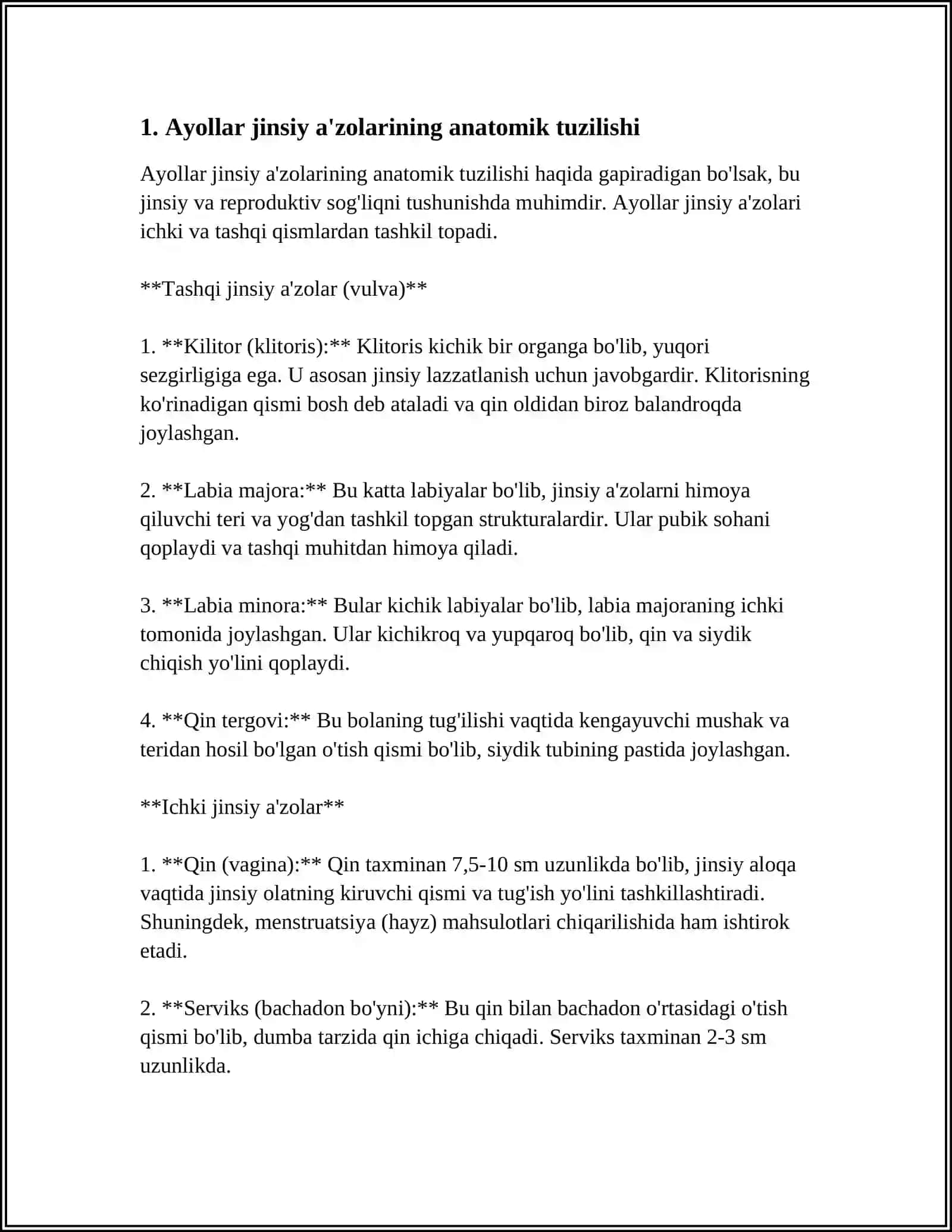 Ayollar jinsiy a'zolarining anatomik tuzilishi 3