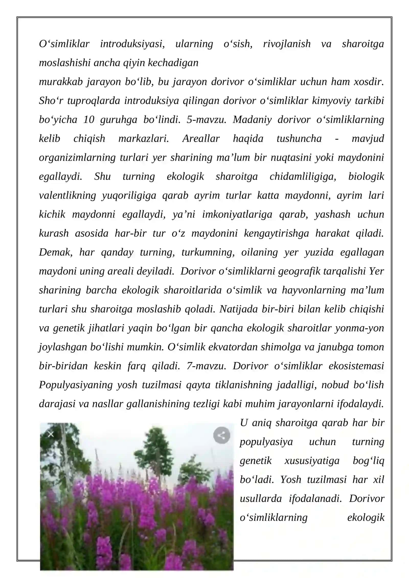 O’ZBEKISTONNING TOG’, CHO’L, DASHTLARIDA O’SADIGAN O’SIMLIKLARI 3