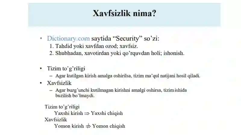 Kiberxavfsizlik asoslari faniga kirish. 3
