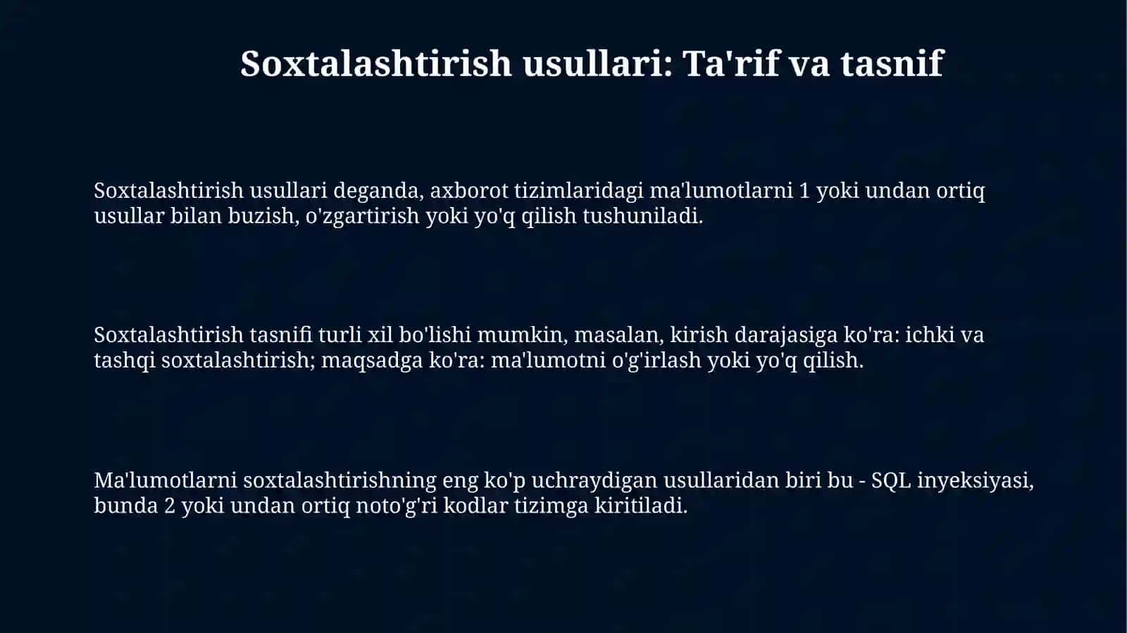 Axborot tizimlarida Soxtalashtirish Usullari 3