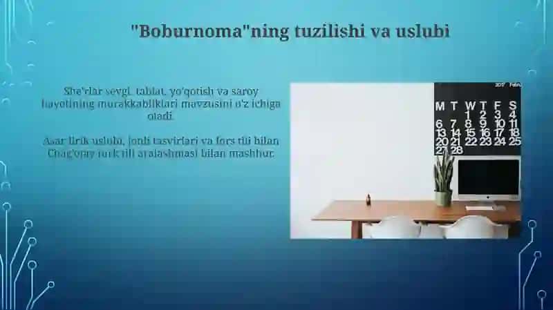 Bobur lirikasi va "Boburnoma" asarini o'rganish 3