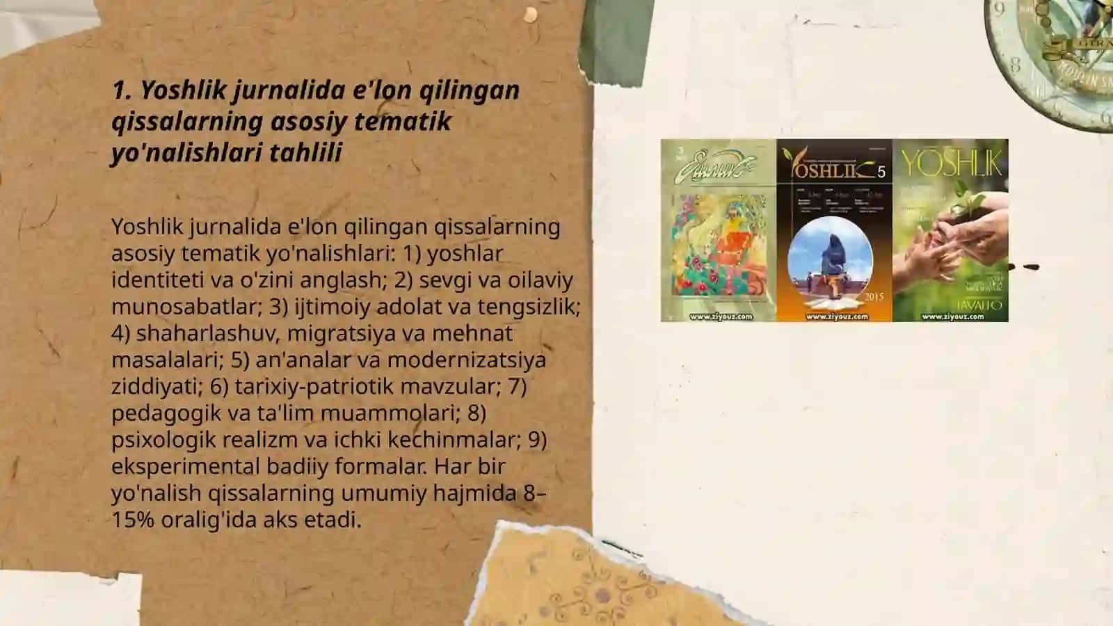 Yoshlik jurnalida e'lon qilingan qissalar tahlili 3