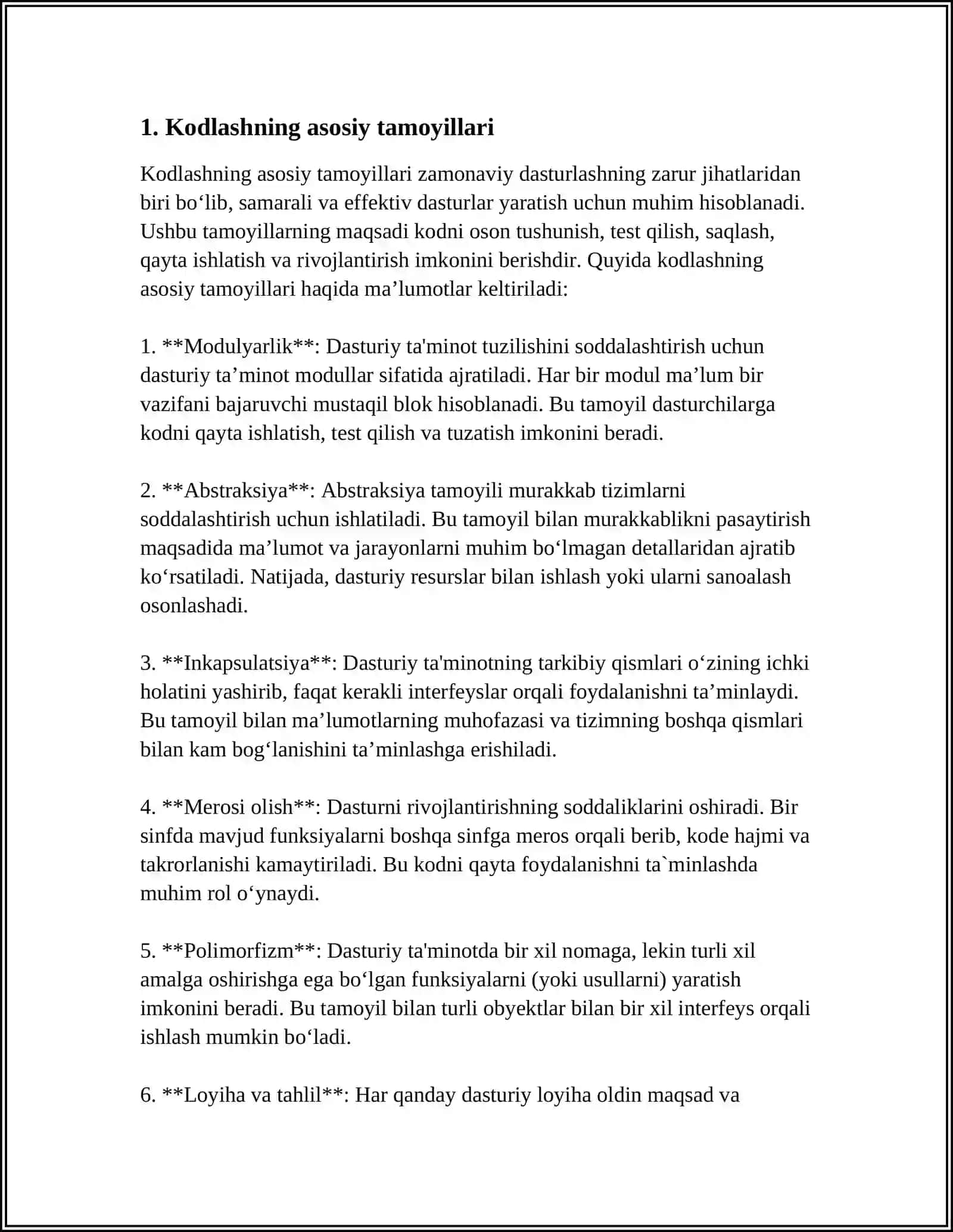 Kodlarni Tuzish Tamoyillari 3
