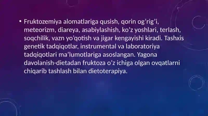 Fruktoza almashinuvining buzilishi 3