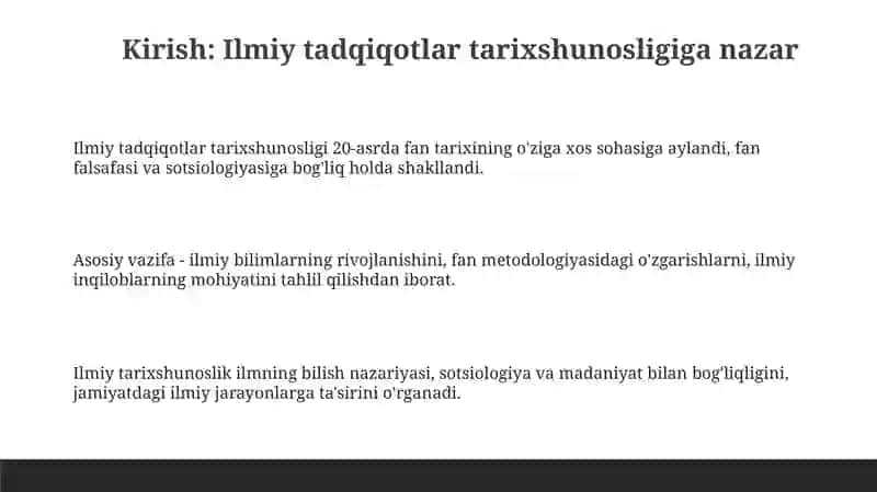 Ilmiy tadqiqotlar tarixshunosligi 3