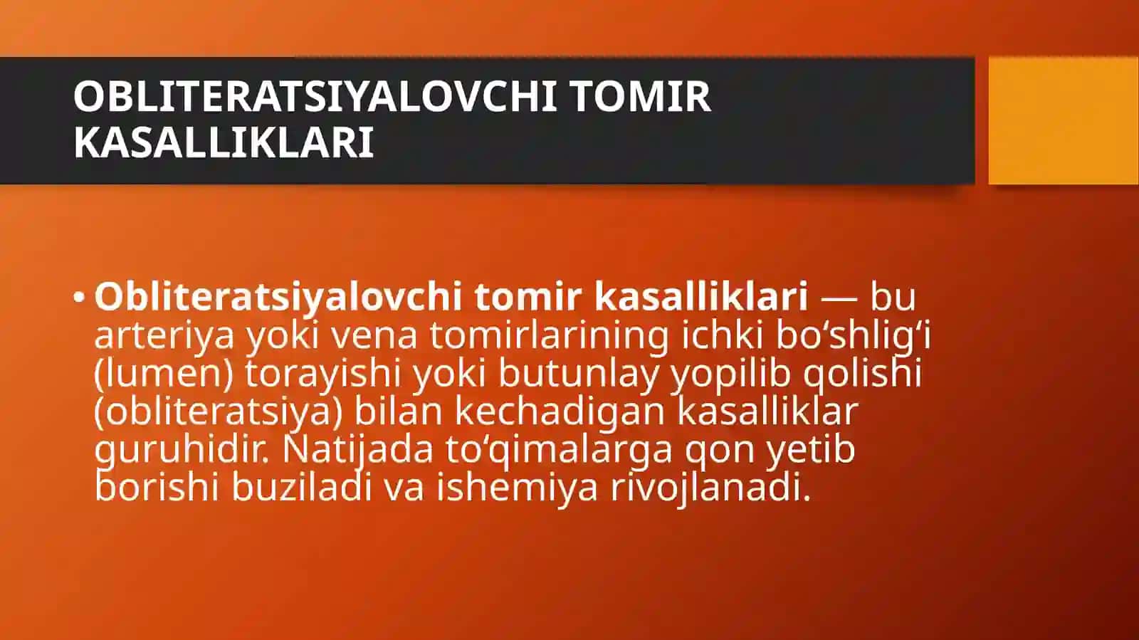 Obliteratsiyalovchi Tomir Kasalliklari 3