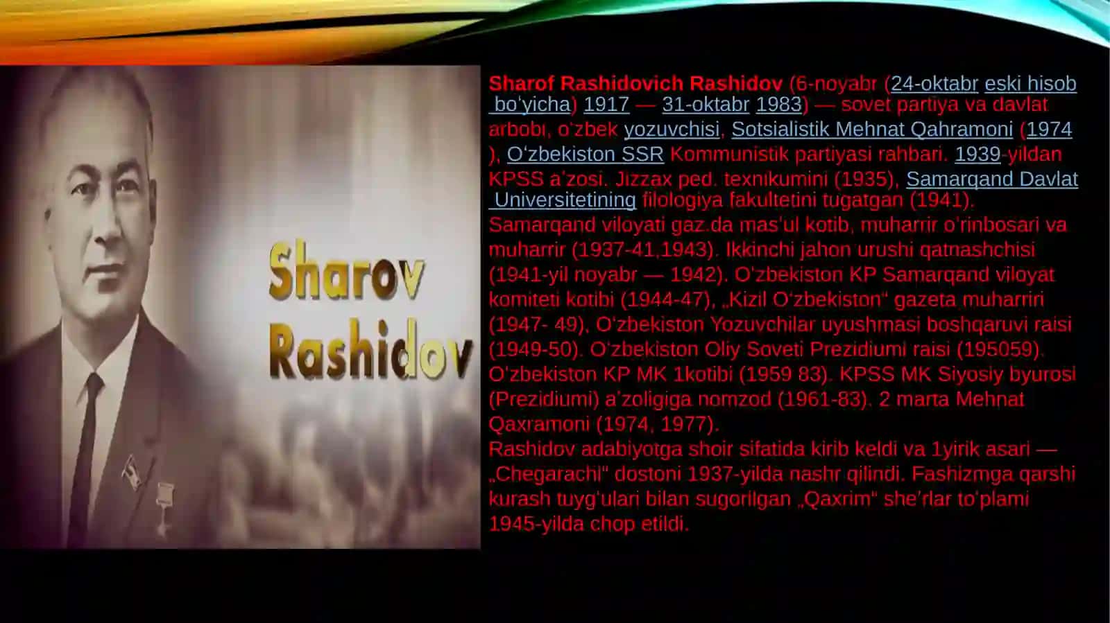 Sharof Rashidovning hayoti va faoliyati 3