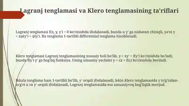Lagranj va Klero Tenglamalari 3