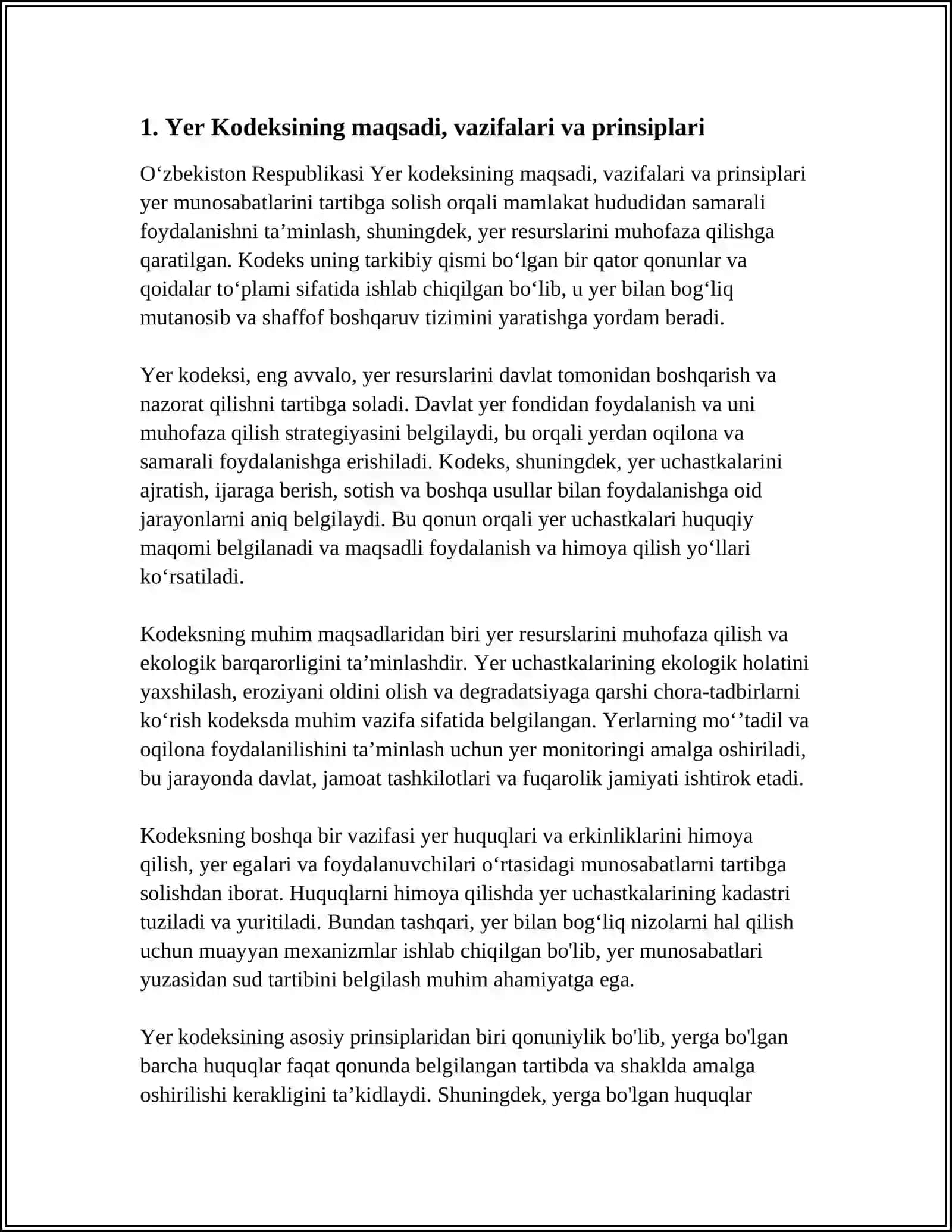OʻZBEKISTON RESPUBLIKASI YER KODEKISINI OʻRGANISH 3