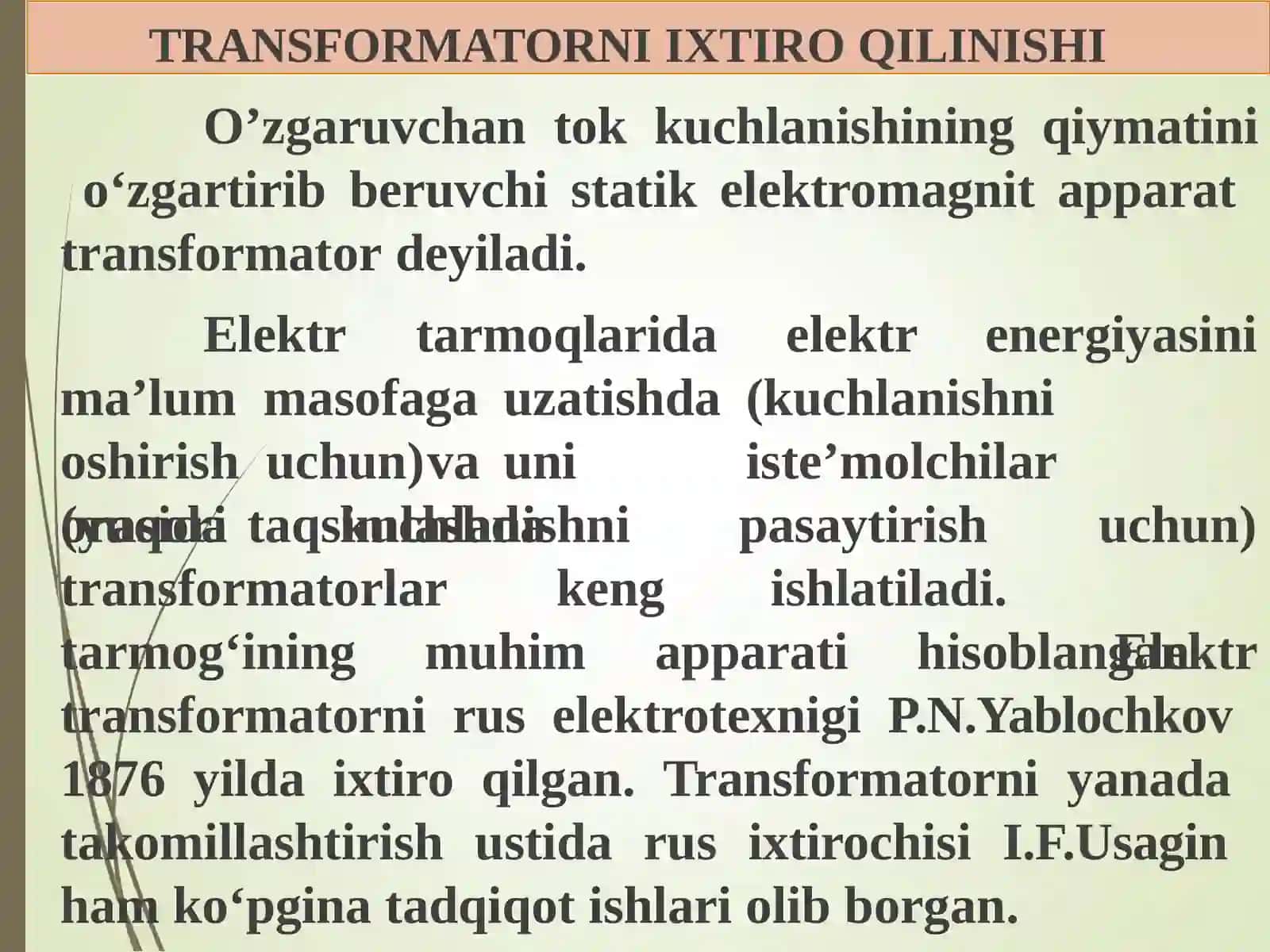 Transformatorlar turlari va tuzilishi 3