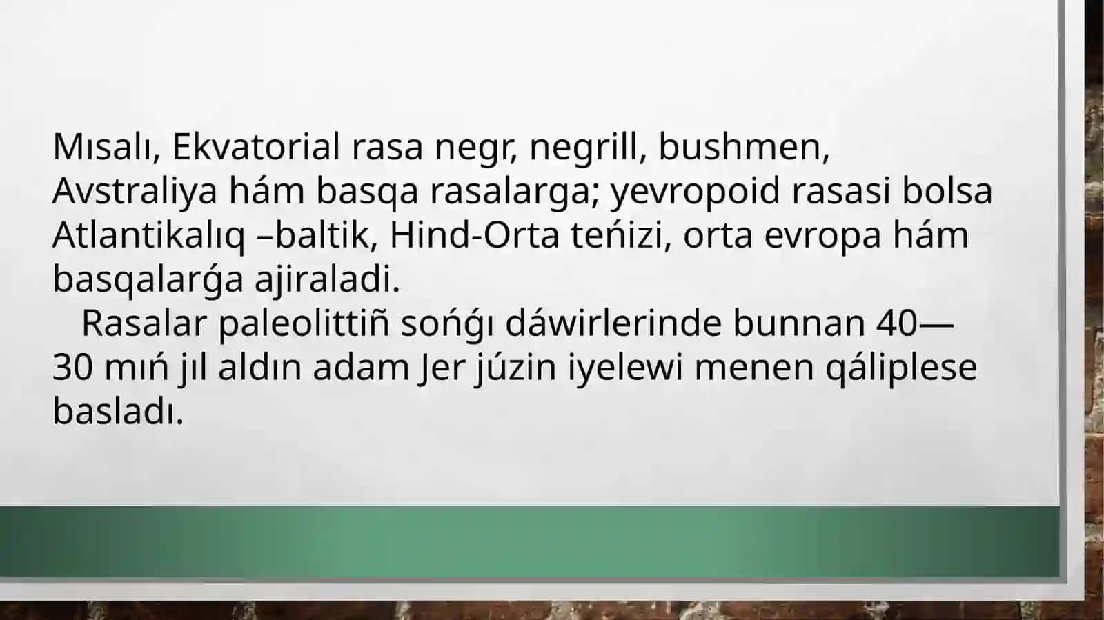 Rasalar haqqinda uliwma 3