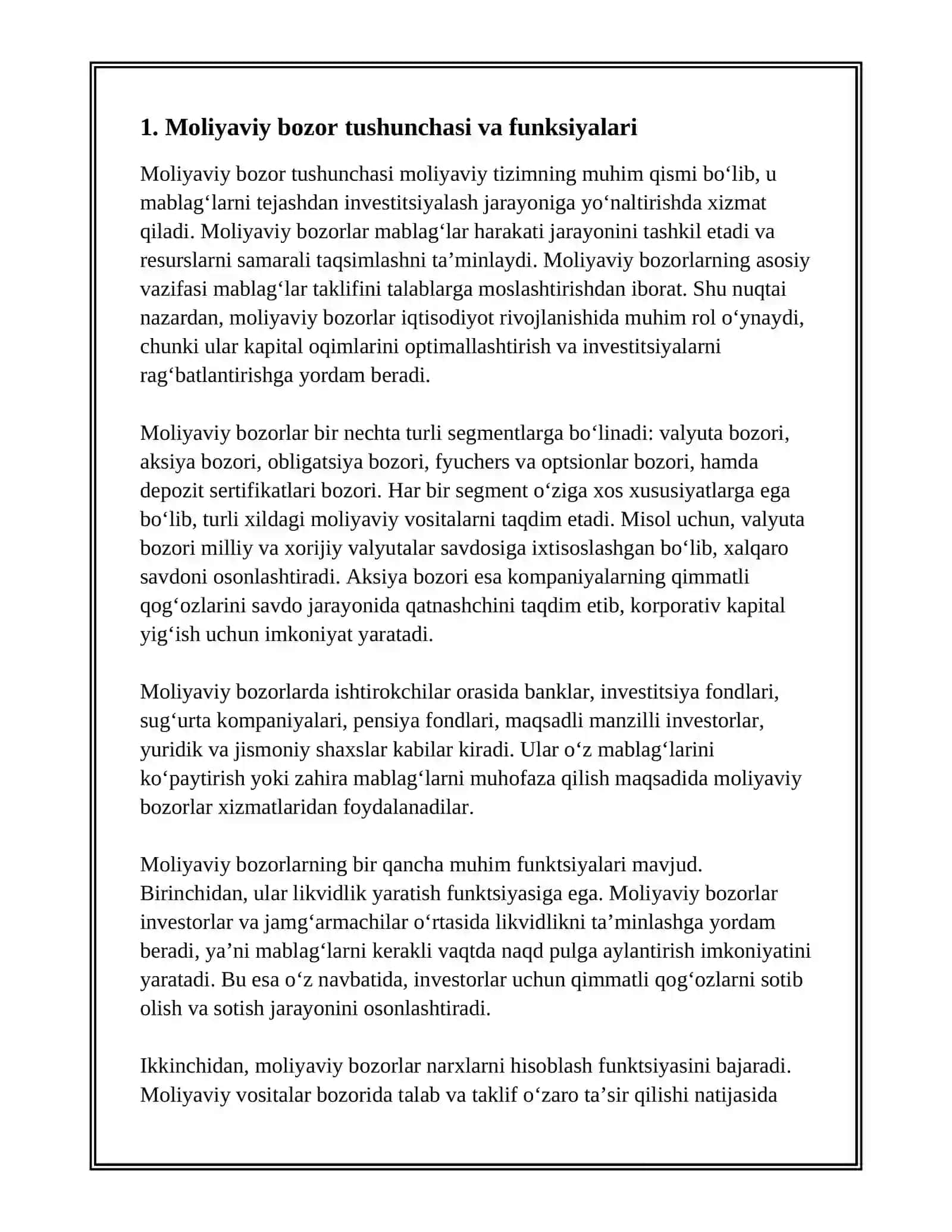 MOLIYAVIY TIZIMDA MOLIYAVIY BOZOR 3
