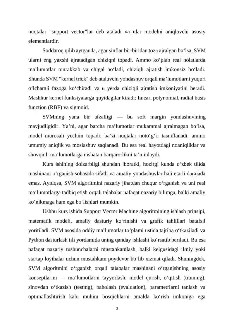 SUPPORT VECTOR MACHINES ALGORITMI ASOSIDA SENTIMENT TAHLILINI AMALGA OSHIRISH 3