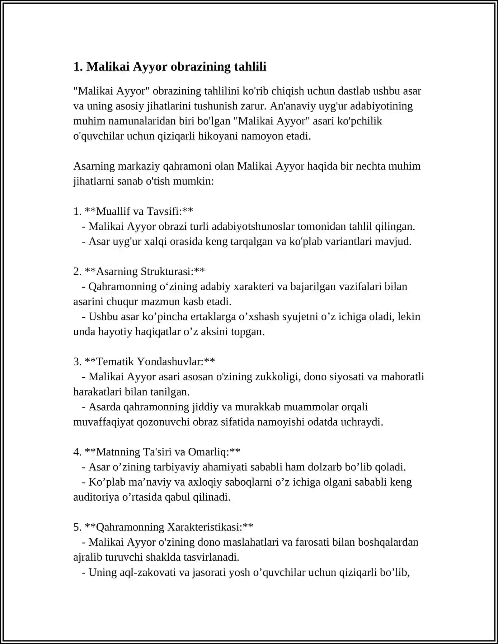 MALIKAI AYYOR DOSTONI TAHLILI 3