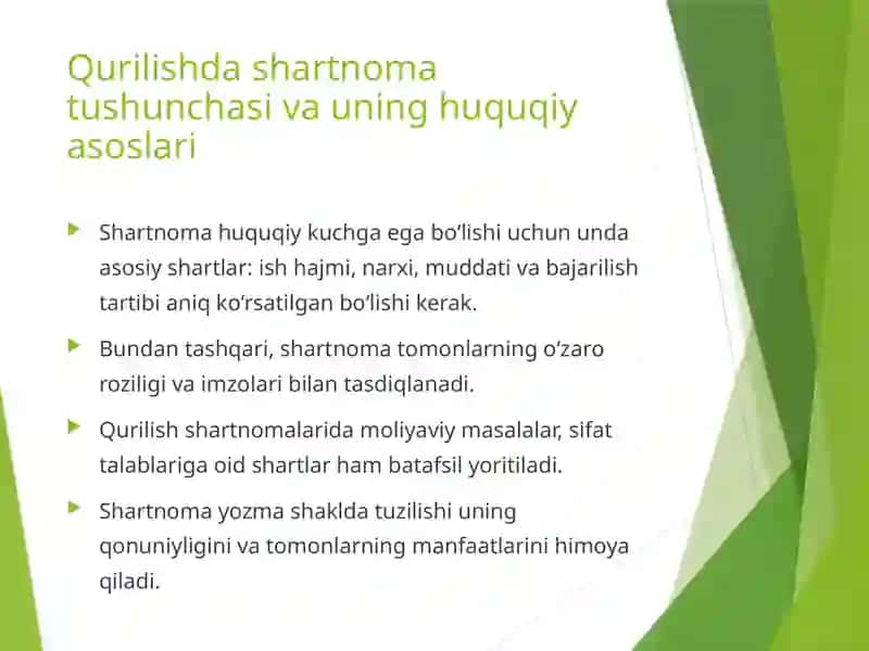 Qurilishda shartnoma munosabatlari 3