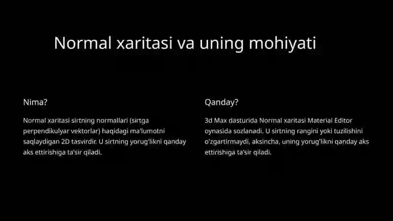 Dasturda bump, normal va displacement xaritalaridan foydalanish 3