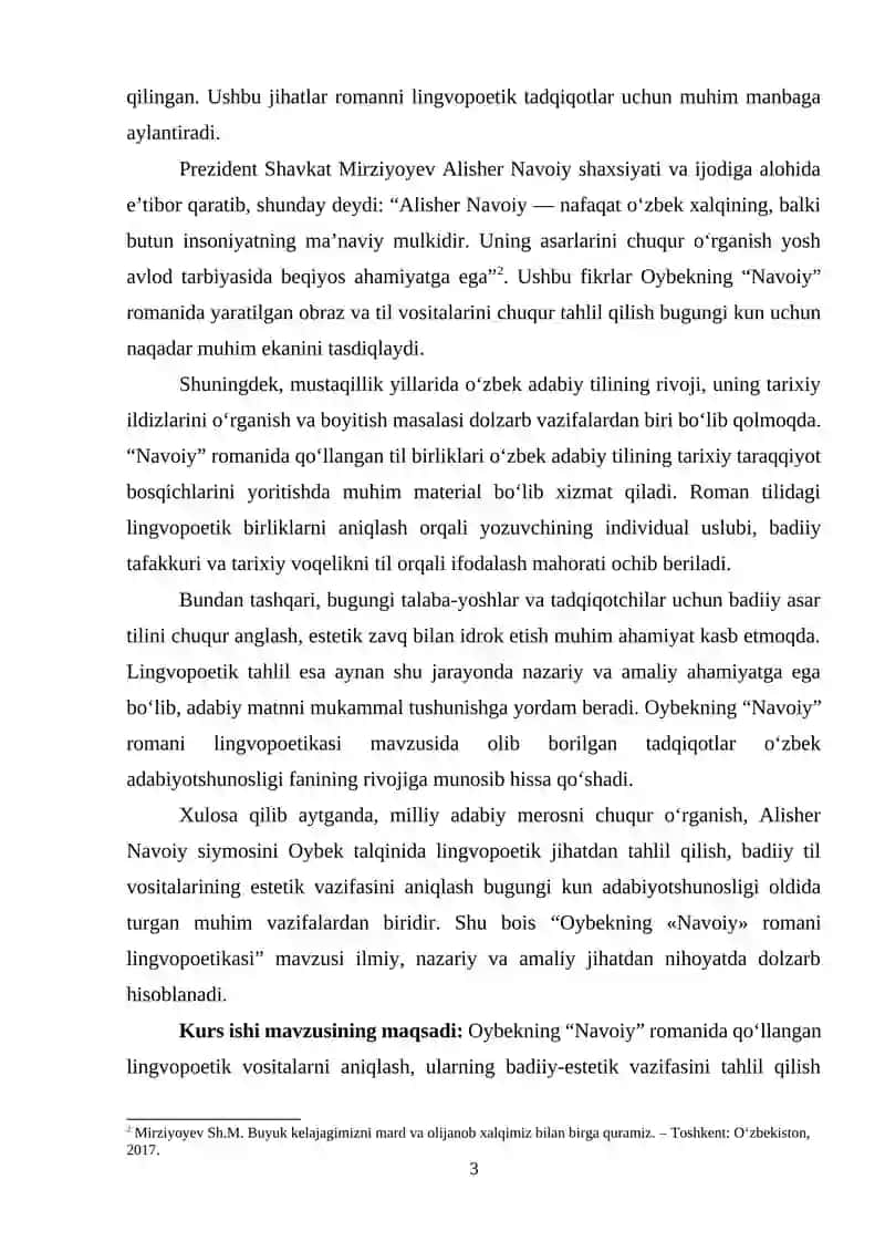 oybekning "Navoiy" romani lingvopoetikasi 3