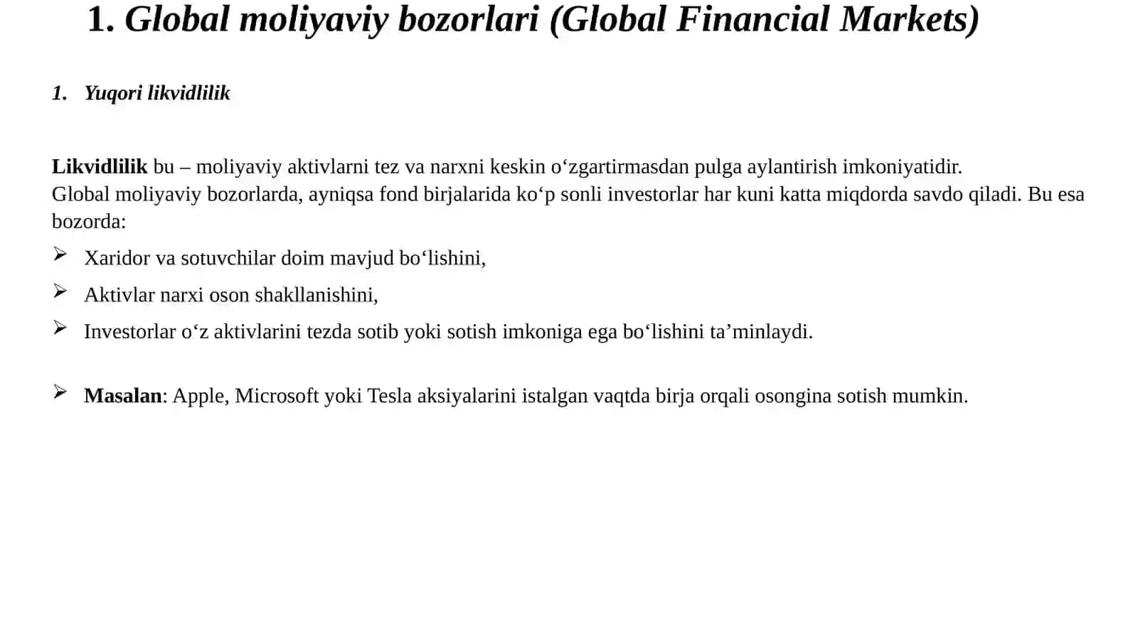 Global moliyaviy bozorlar (Global Financial Markets) 3