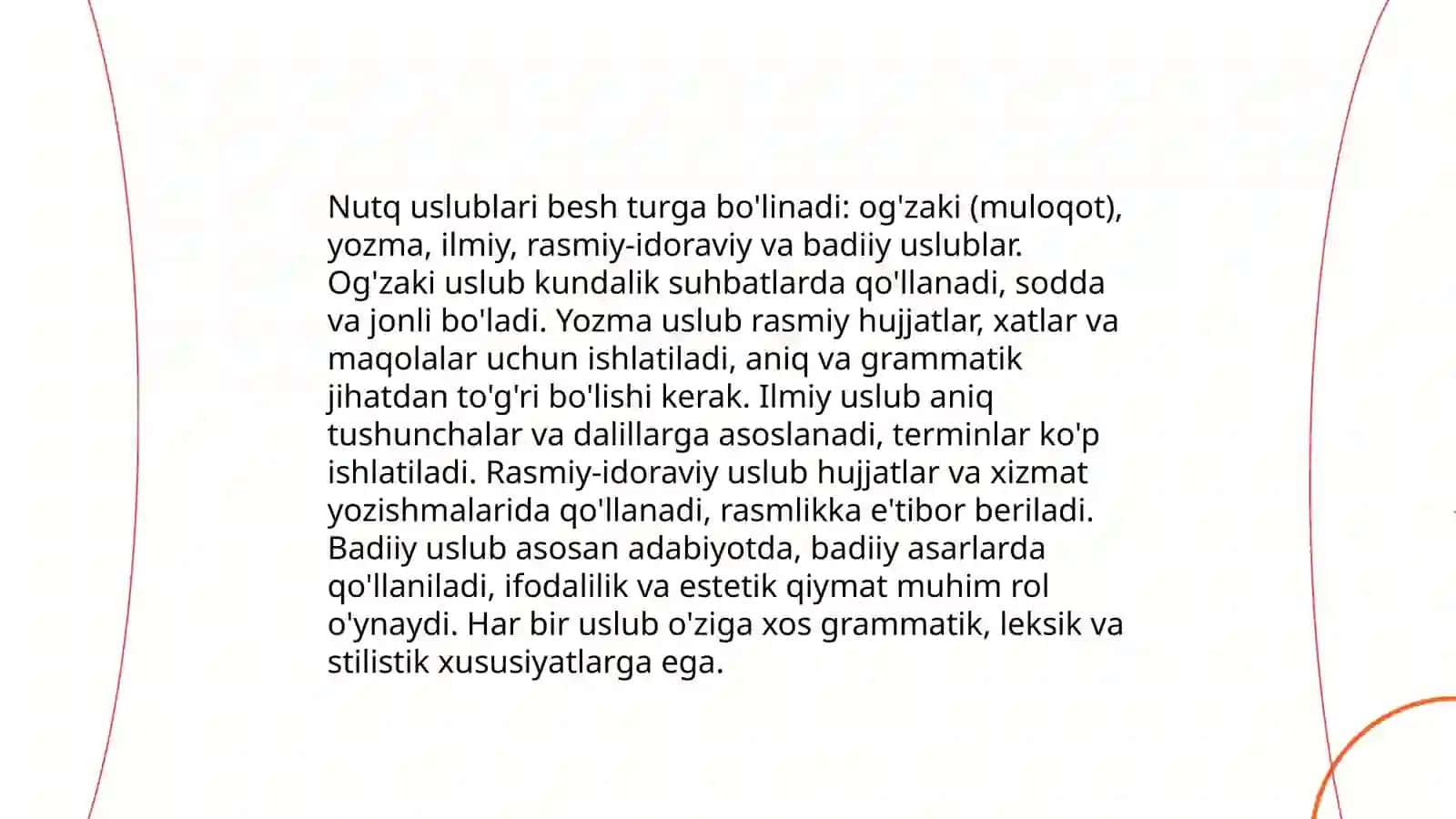 Nutq uslublarining tavsifi 3