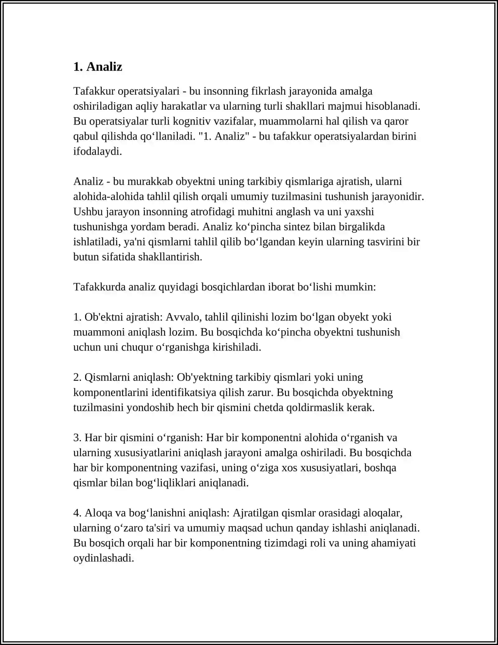 TAFAKKUR OPERATSIYALARI 3