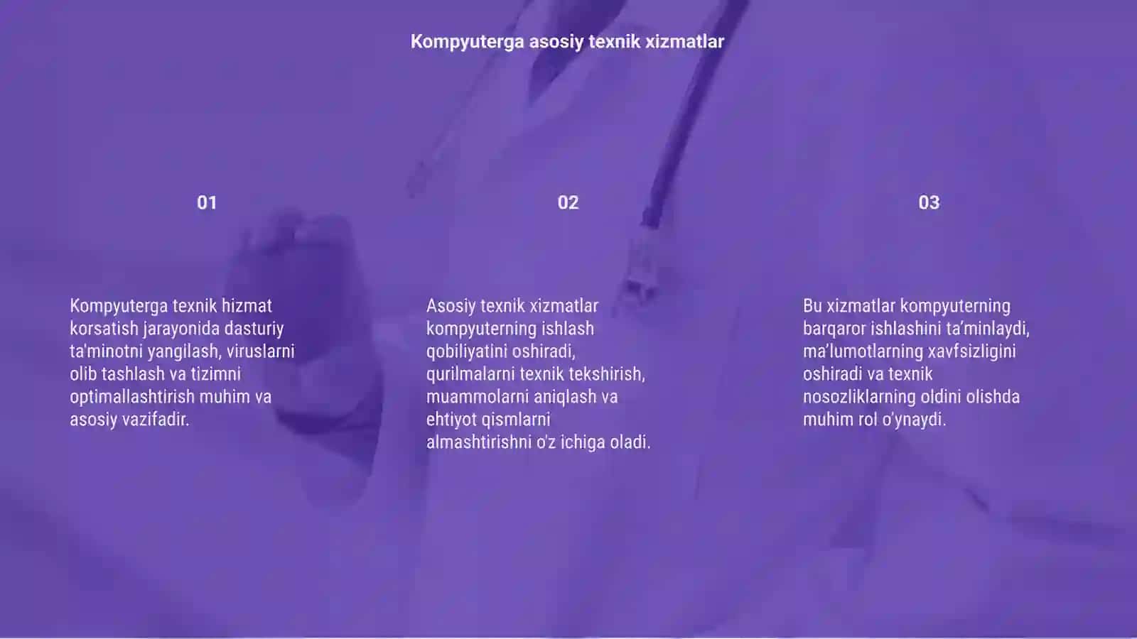 Kompyuterga texnik hizmat korsatish 3