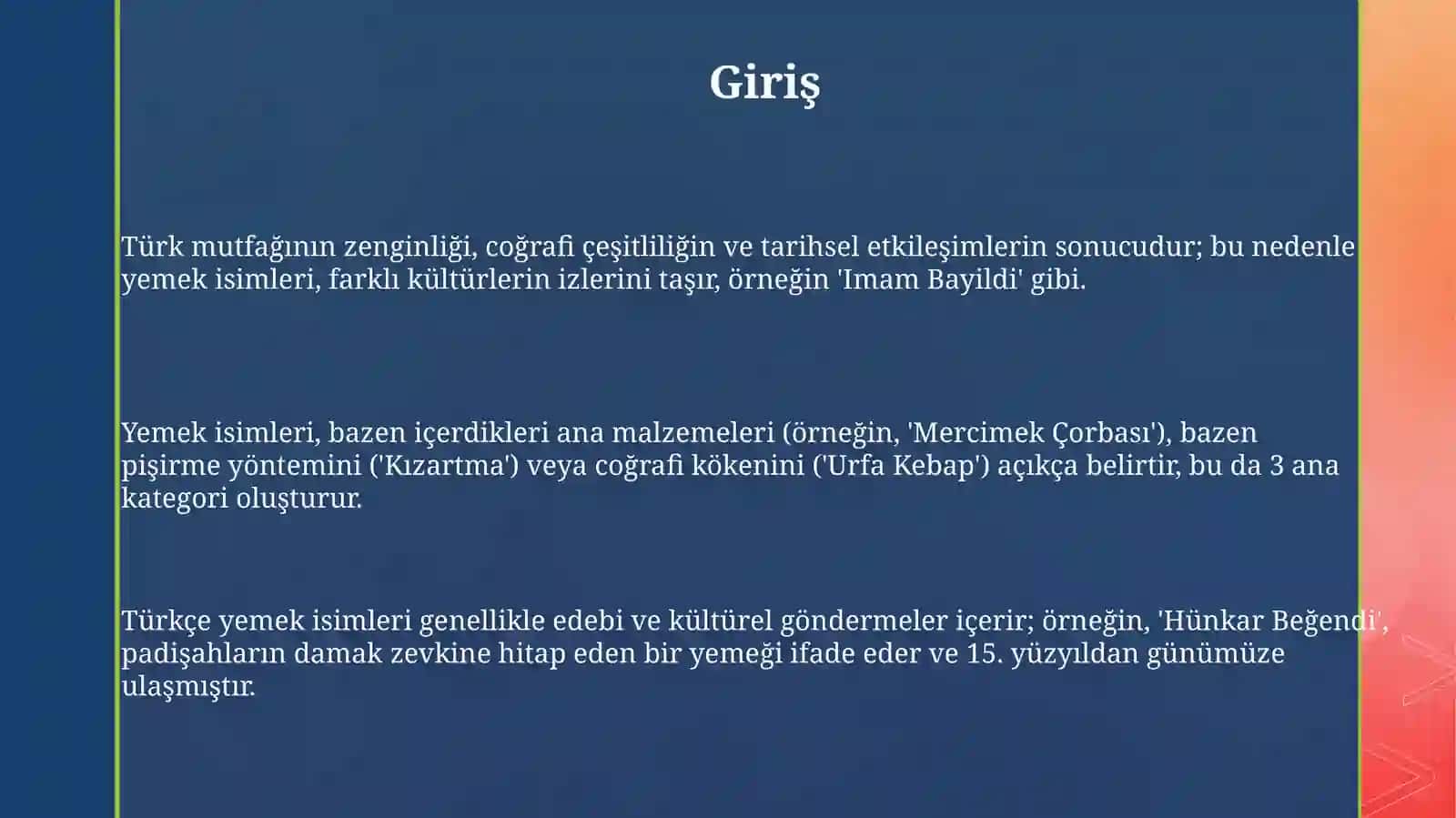 SUNUM: YEMEK ADLARI 3