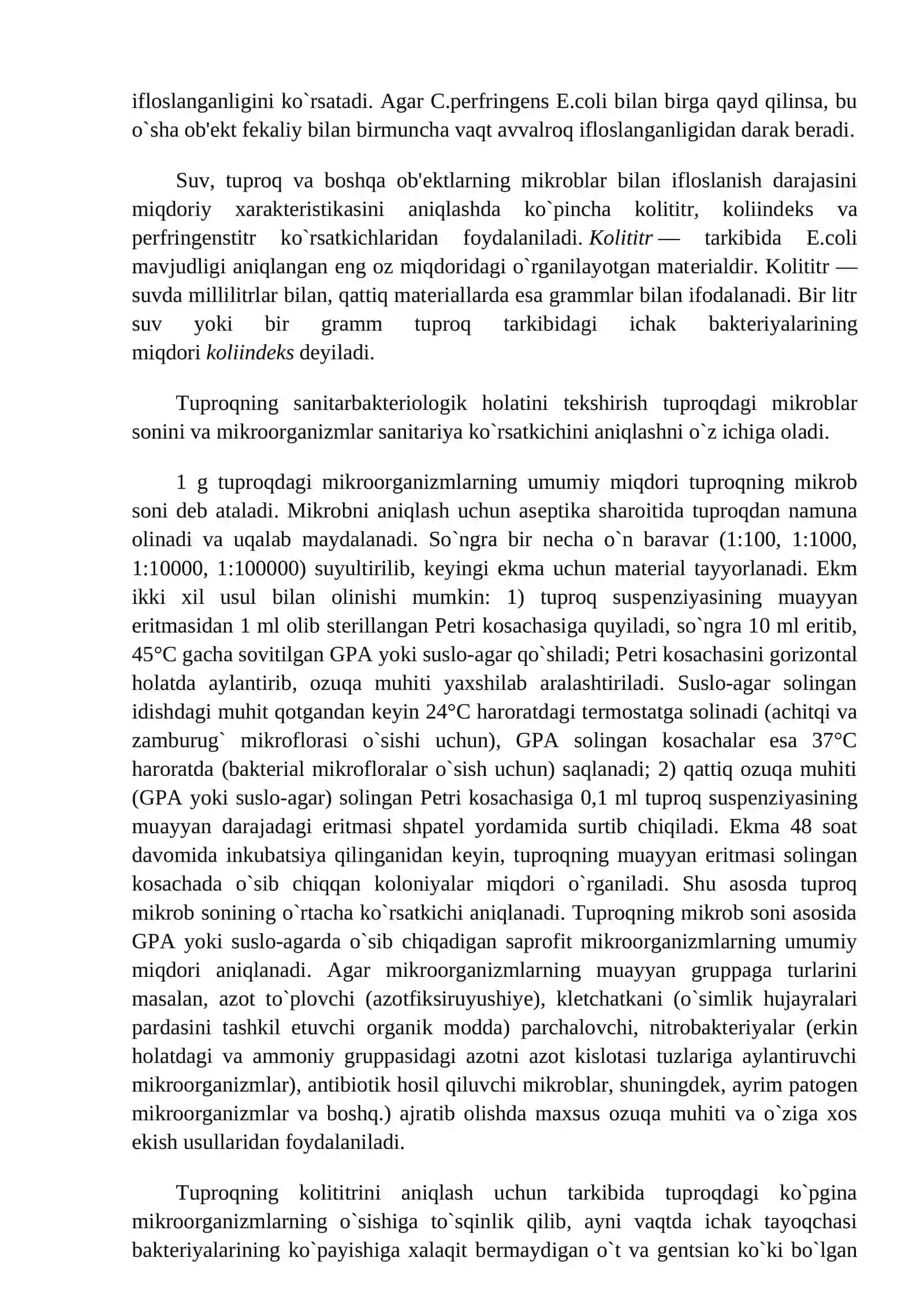 Tuproq, Suv va Havo Mikrobiologiyasi 3