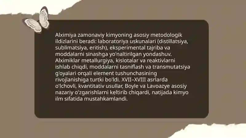 Alximiya va zamonaviy kimyo: evolyutsion bog'lanish 3