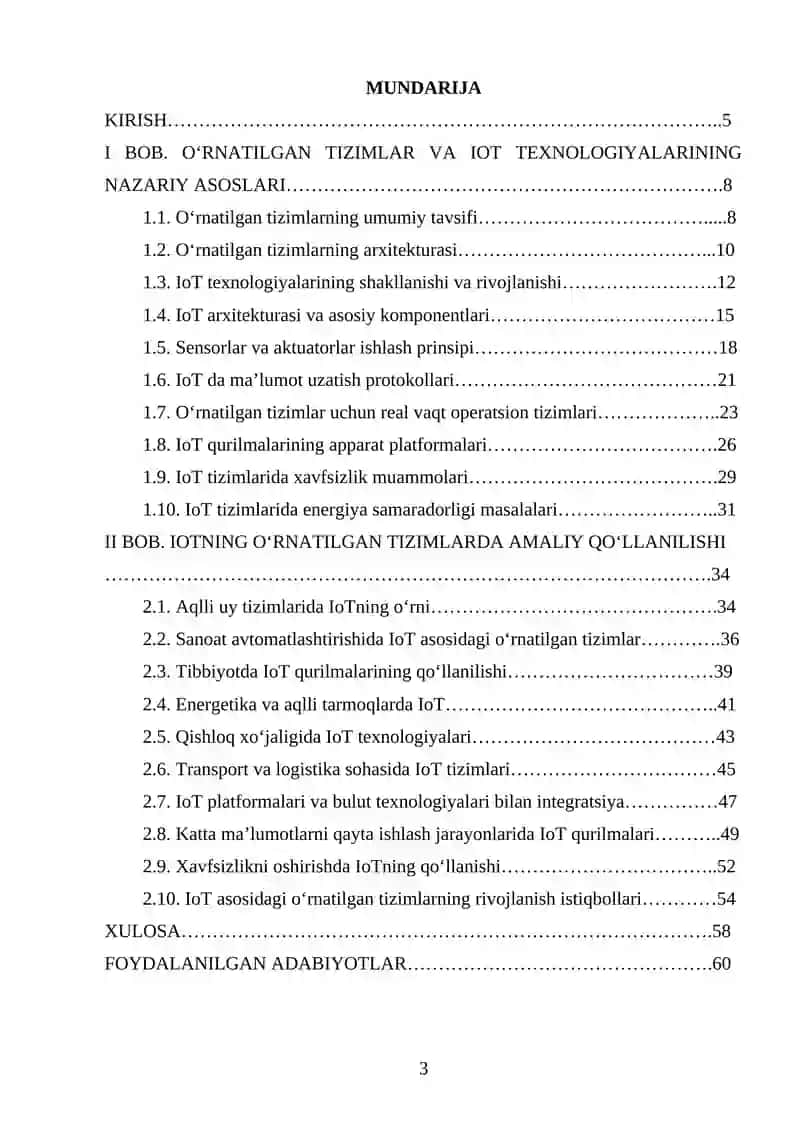 O'RNATILGAN TIZIMLARDA IOT (INTERNET OF THINGS) QO'LLANISHLARI 3