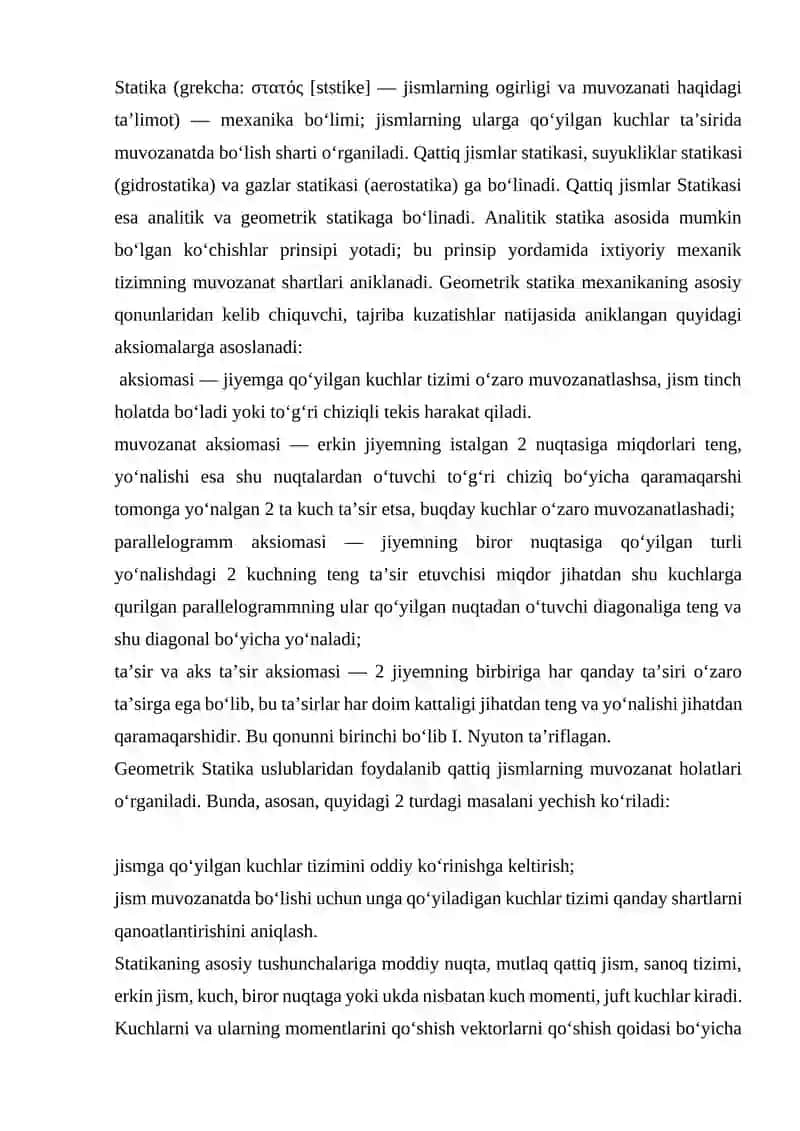 Statik aniq va statik aniqmas masalalar 3
