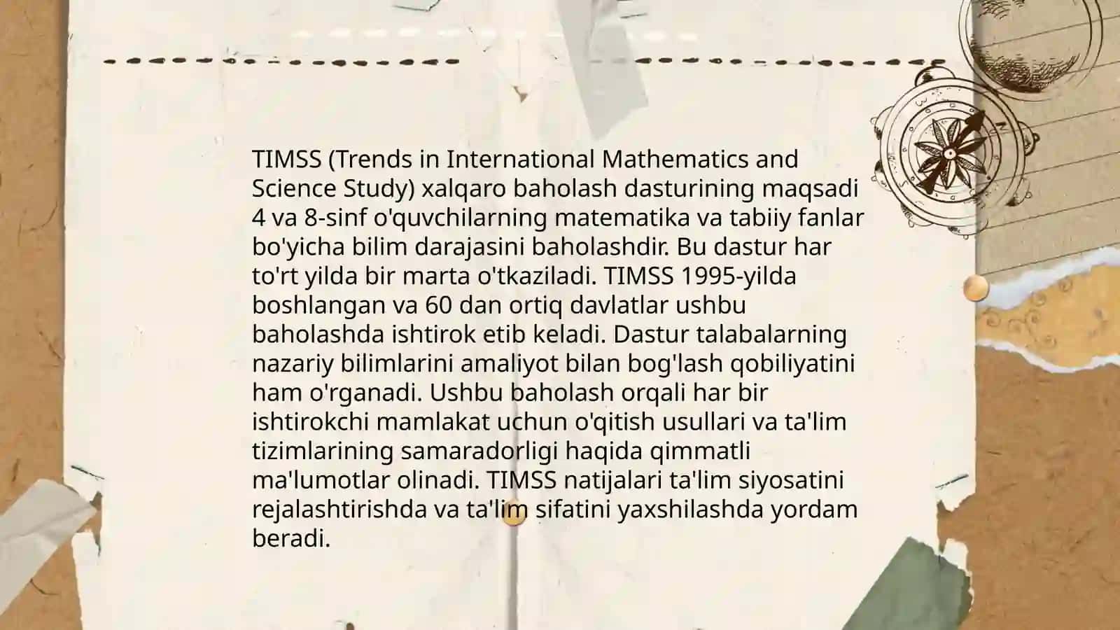 TIMSS xalqaro baholash dasturi mazmun va mohiyati 3