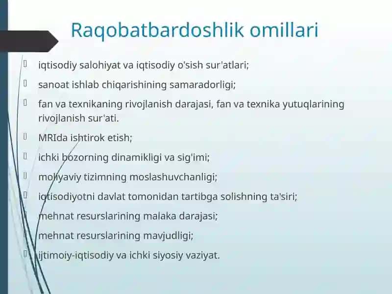 Raqobatbardoshlik tushunchasi 3