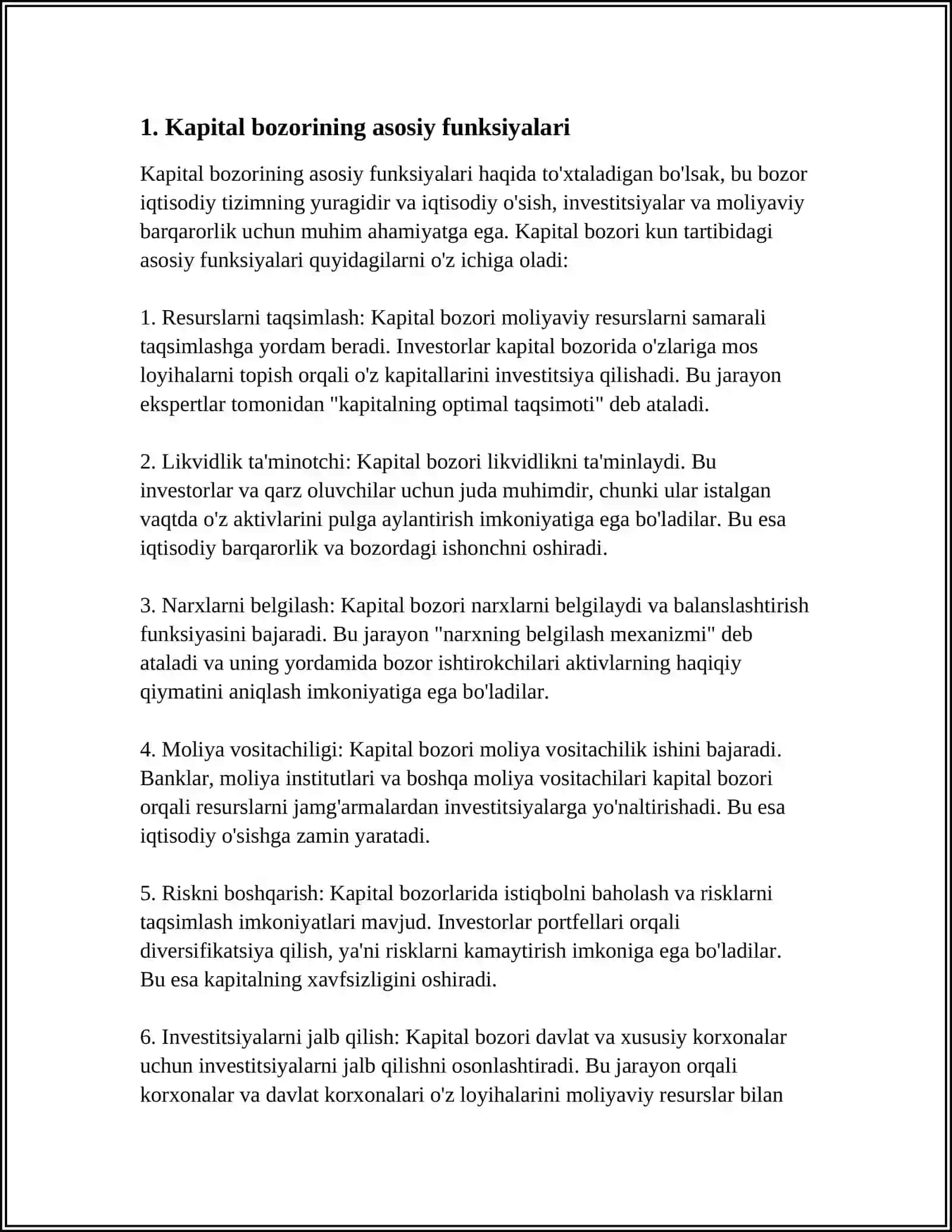 KAPITAL BOZORINING FUNKSIYALARI 3