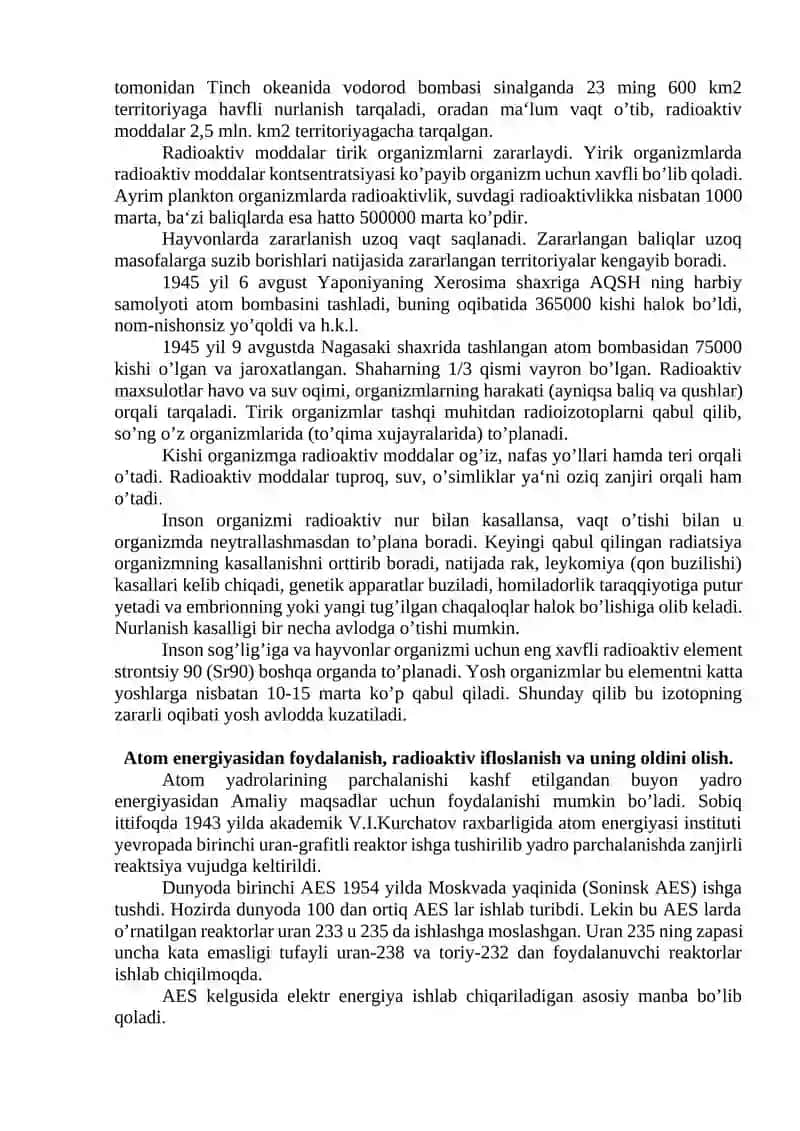 Radioaktiv moddalar bilan ifloslanishi 3