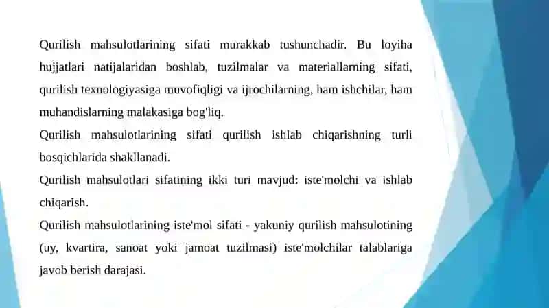 Qurilish mahsulotlarining sifati 3