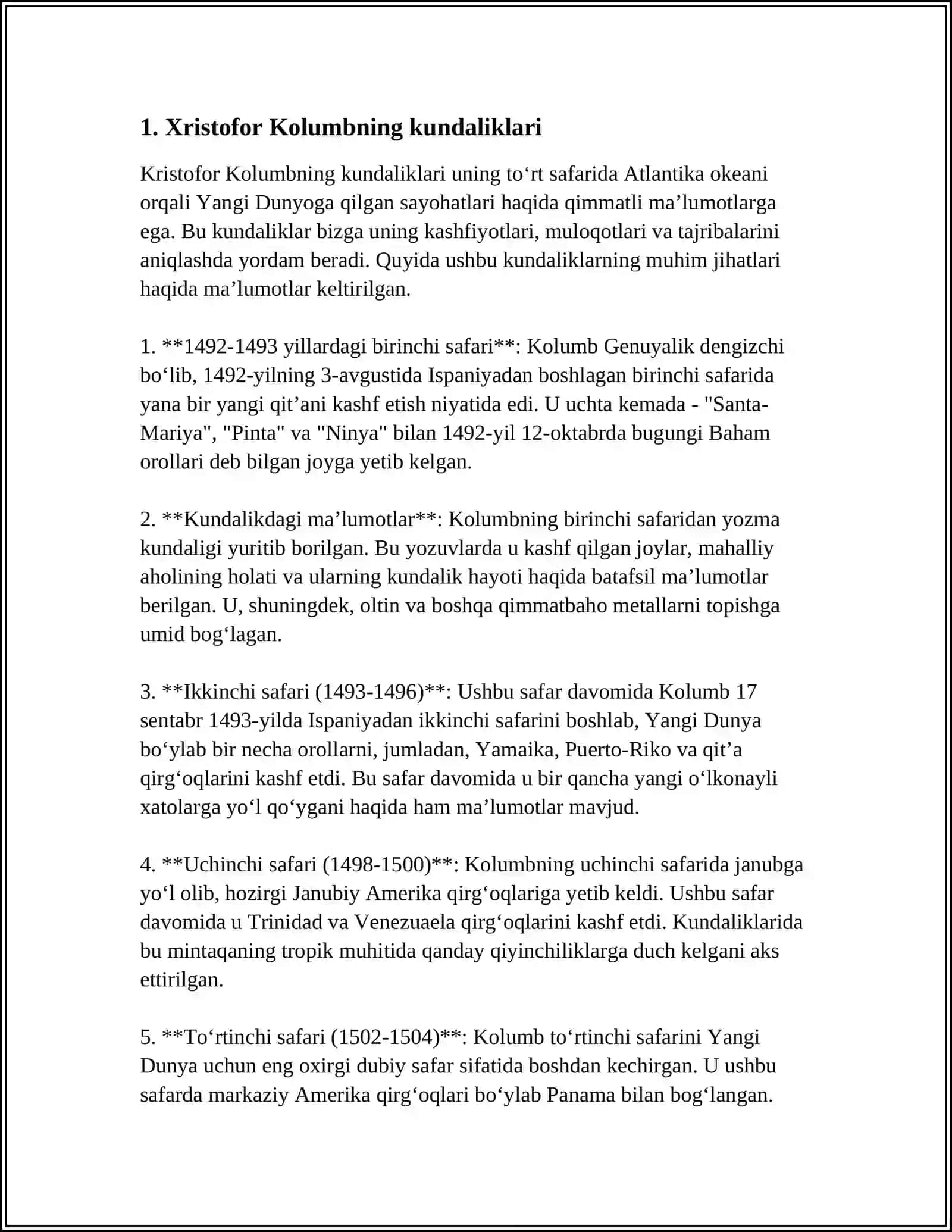 Xristofor Kolumbtin Kundaliklari 3