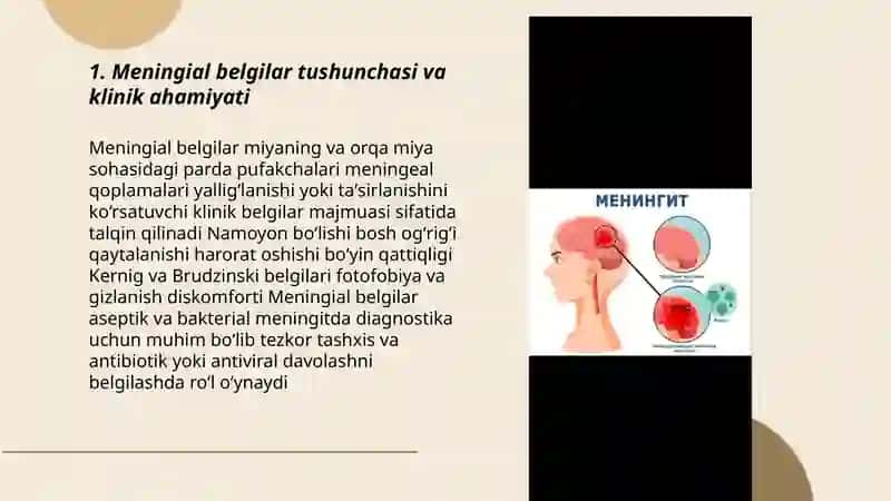 Meningial belgilarni aniqlash Muattar Musaxonova 3