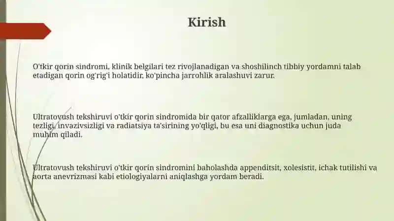 O'tkir qorin sindromining ultratovushtekshiruvi 3