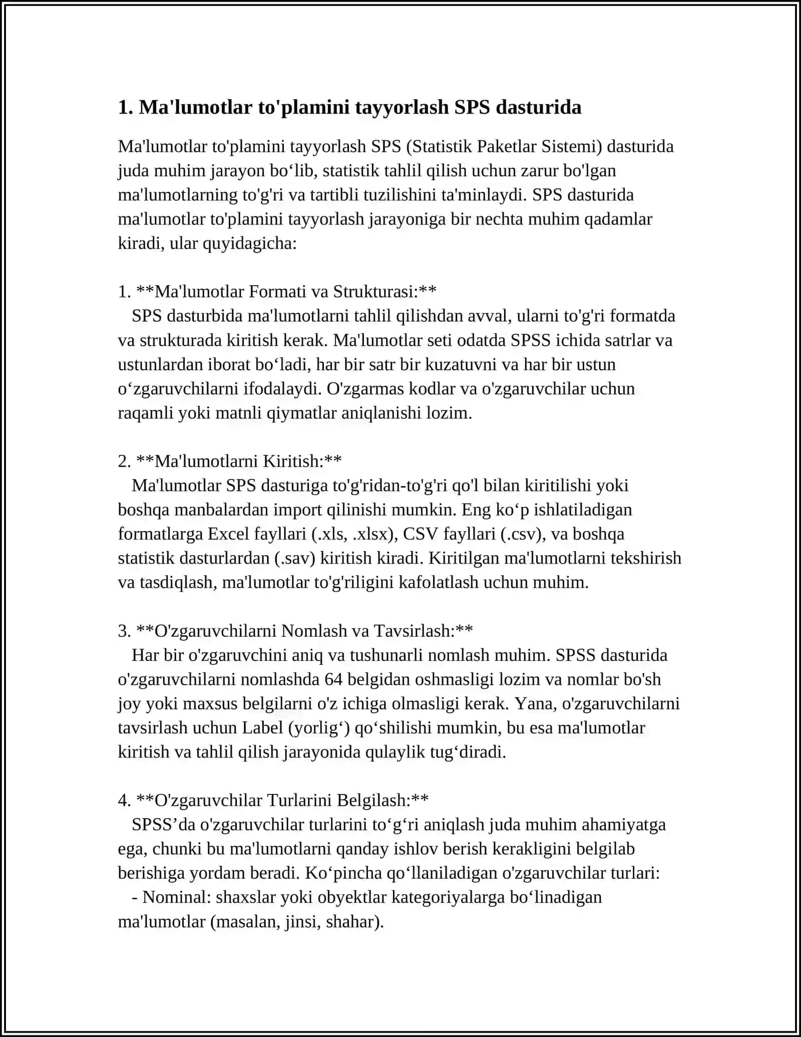 SPS DASTURLARIDA MALUMOTLARNI TAHLIL QILISH 3