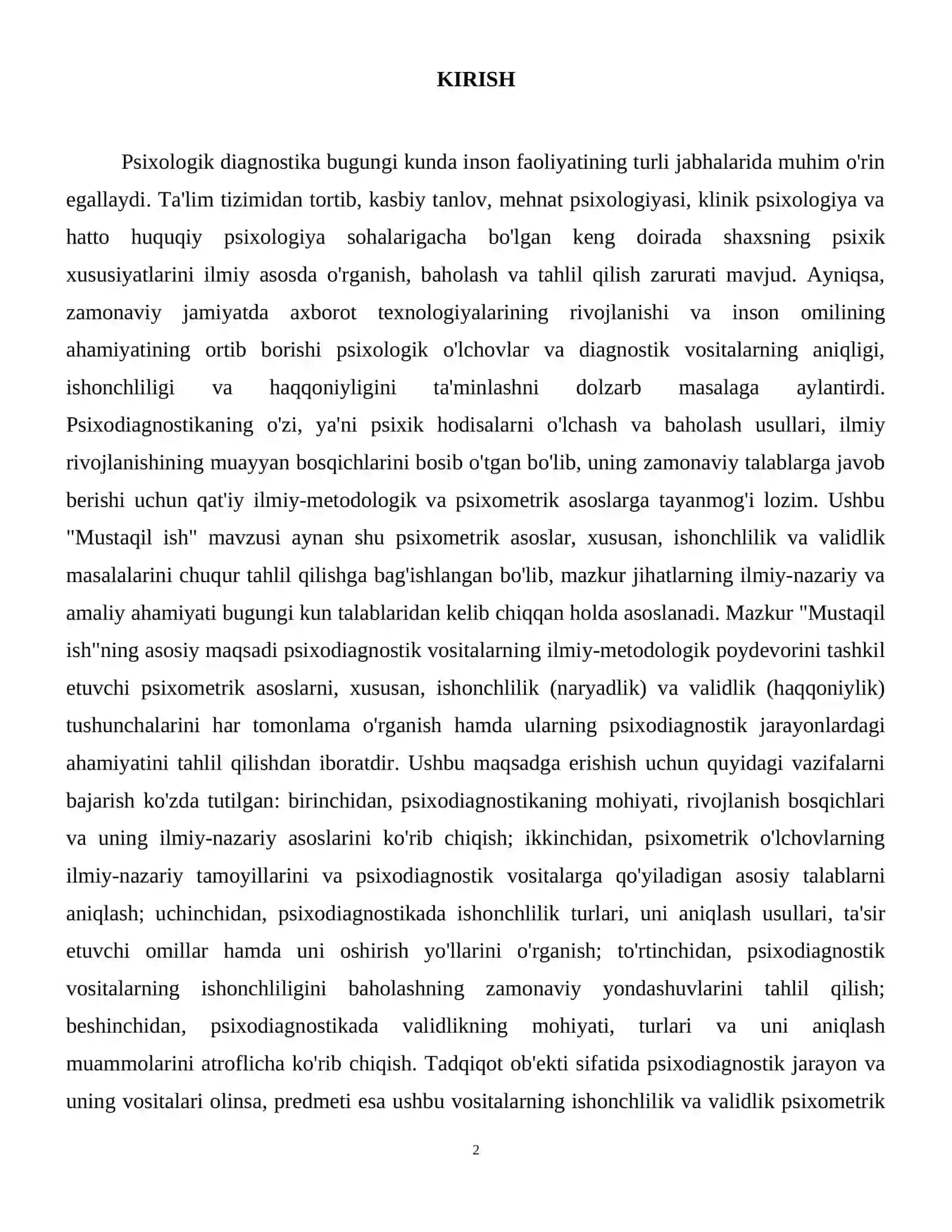 Psixodiagnostikaning psixometrik asoslari:ishonchlilik va validlik 3