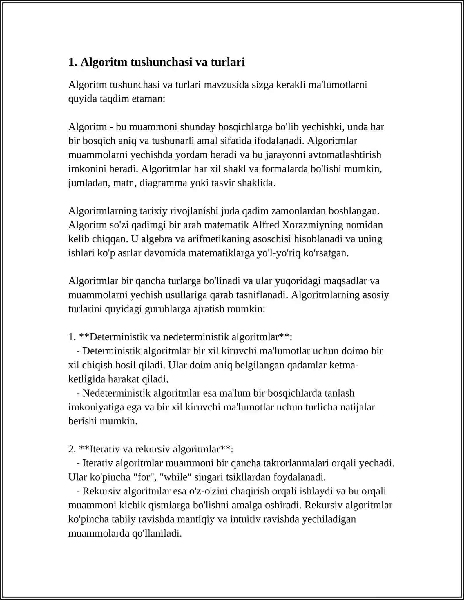 DASTURLASH TEXNOLOGIYALARI VA ALGORITMLASH ASOSLARI 3
