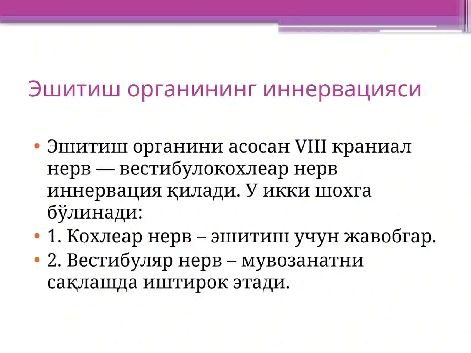 Эшитиш органи инерватсиясининг хусусиятлари 3