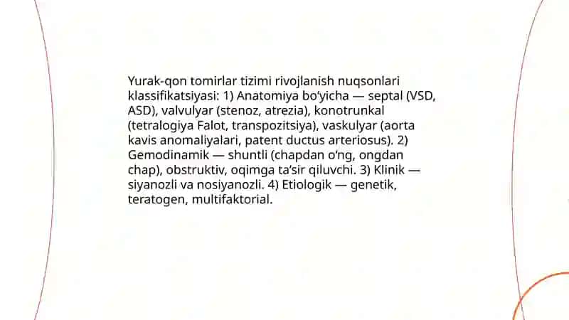 Yurak - qon tomirlar tizimi rivojlanish nuqsonlari 3