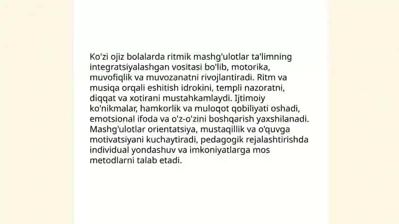 Ko'zi ojiz bolalarda ritmik mashg'ulotlar 3