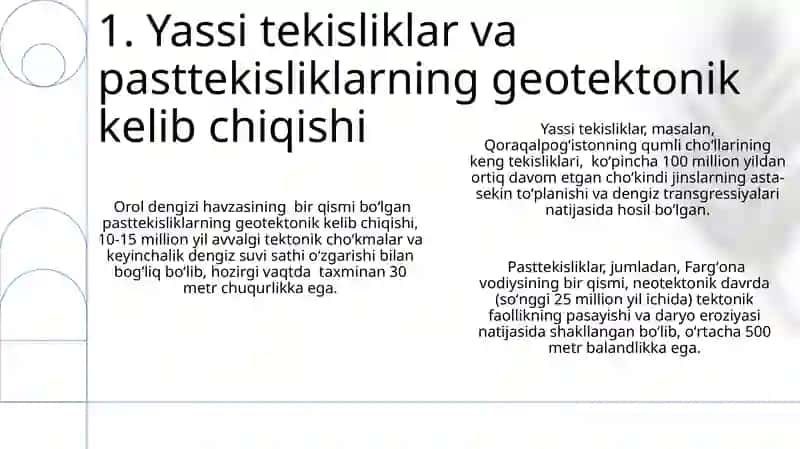 Quruqlikning geotektura relyefiga ta'rif berish 3