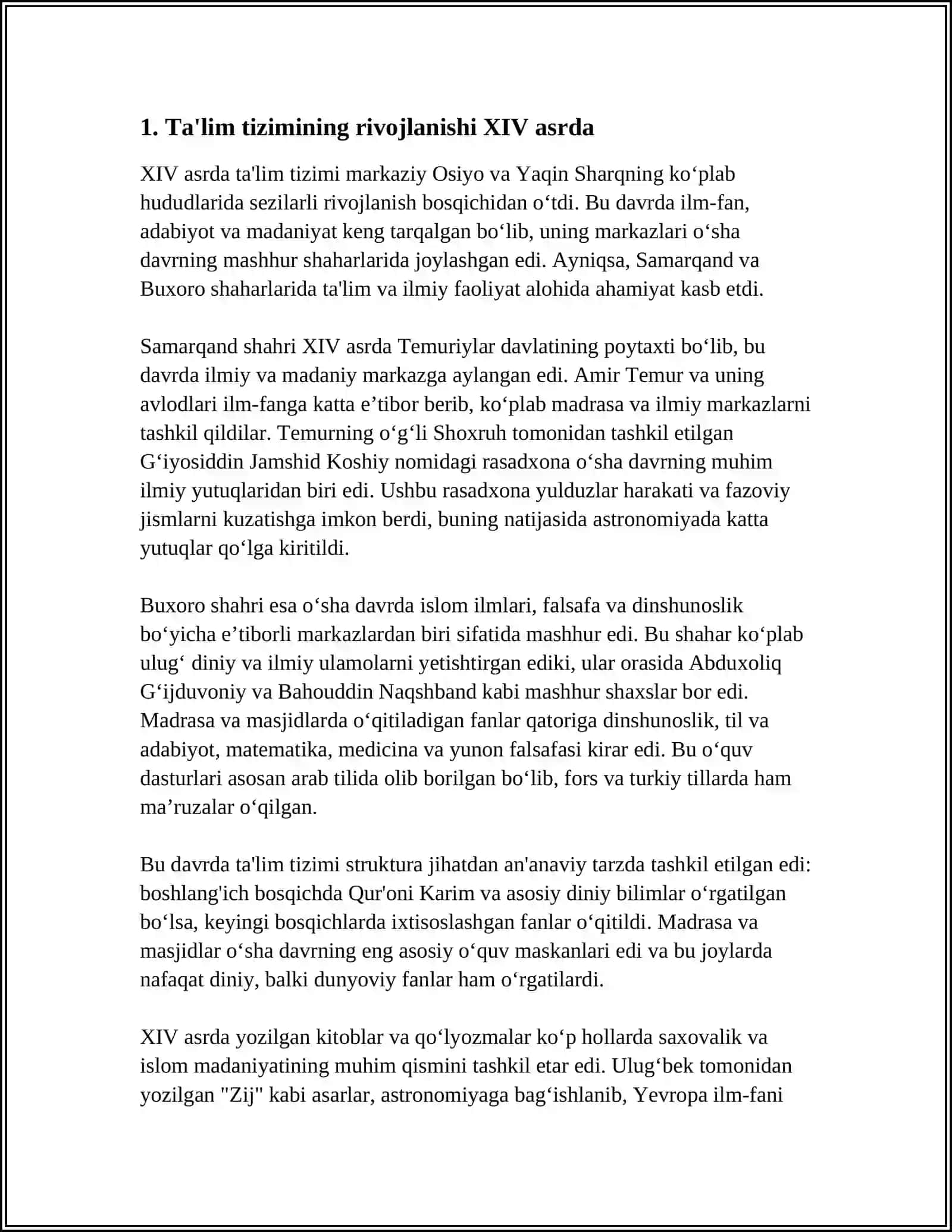 XIV VA XVI ASRLARDA TALIM VA TARBIYA 3
