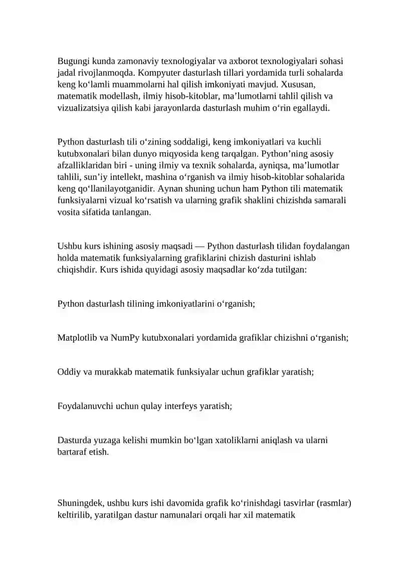 Python dasturlash tilida matematik funksiya grafigini chizish dasturini yaratish 3